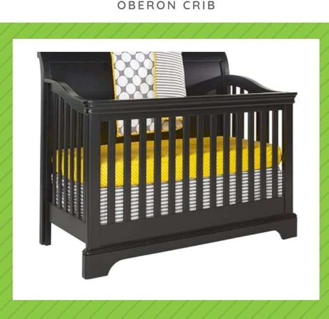 Full-Size Conversion Kit Bed Rails for Oberon Convertible Cribs - Solid Wood Rail - Toddler and Adult Bed Rail for Full-Size Bed - Essential Nursery & Baby Furniture (Black)