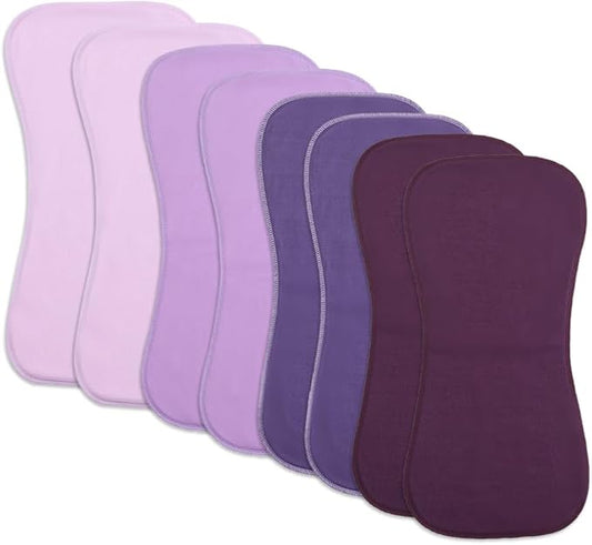 8 Pack Baby Burp Cloths, Unisex for Boys and Girls, Super Absorbent and Soft Towel,Solid Color (Purple)