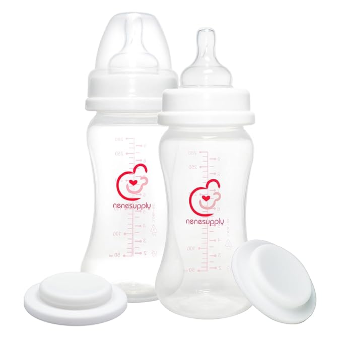 Nenesupply Feeding and Storage Bottles Collection for Spectra S1 S2 Motif Luna Breast Pumps 2 pc 9oz 280ml with Sealing Disc Anti Colic Feeding Breastmilk Storage Replace Spectra Bottles