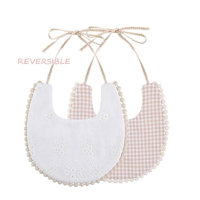 Baby Bib For Girls,Reversible Waterproof Handmade Natural Cotton Baby Drool Bib 0-12 months 4 Pack (floral mult-9, 0-12 months)