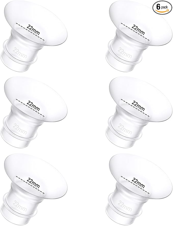 6Pcs Breast Pump Flange Insert 22mm Compatible with Momcozy/Spectra/Medela/eufy/Elvie/Lansinoh/Paruu P10 Breast Pump, Fit for Momcozy M5/M9/M6/V2 Pro/V2 pro/S12 Pro/eufy E10 S1 S1 Pro, 24mm Flange