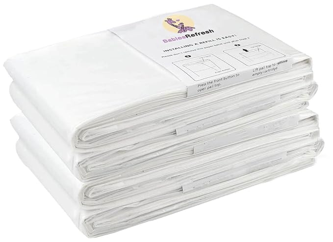 Refills Compatible with DEKOR CLASSIC Diaper Pail Refills | 4 Pack | Diaper Pail Odor Eliminator| Fresh Powder Scent | Each Diaper Bag Refill Holds up to 1980 Diapers | Diaper bin refill
