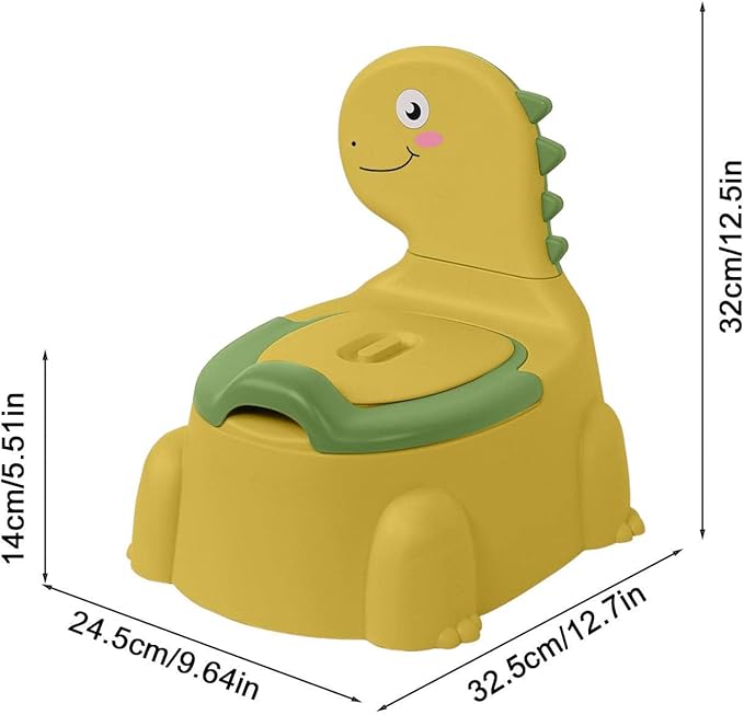 Potty Training Toilet | Dinosaur Seat Toddler Chair Portable for Kids with Non-slip Rubber Mat Backrest Boys Girls Yellow