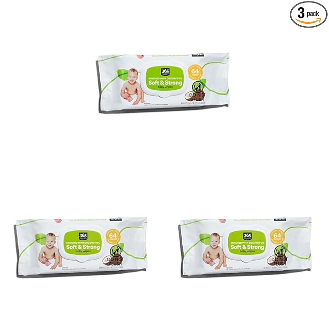 365 by Whole Foods Market, Coconut Baby Wipes, 64 Count (Pack of 3)