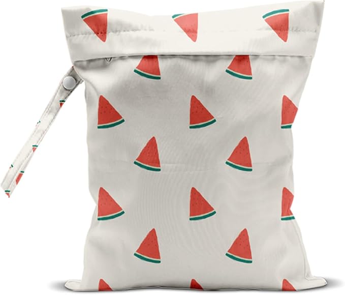 Wet Bag, Wet Dry Bag, Waterproof Swim Bags, Machine Washable Reusable Bags for Beach, Pool, Diapers, and Dirty Yoga Gym Clothes(Cute Watermelon Print