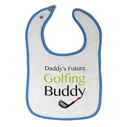 Toddler & Baby Bibs Burp Cloths Dad Daddy S Future Golfing Buddy Family & Friends Dad Cotton Baby Items for Baby Girl & Boy White Blue Design Only