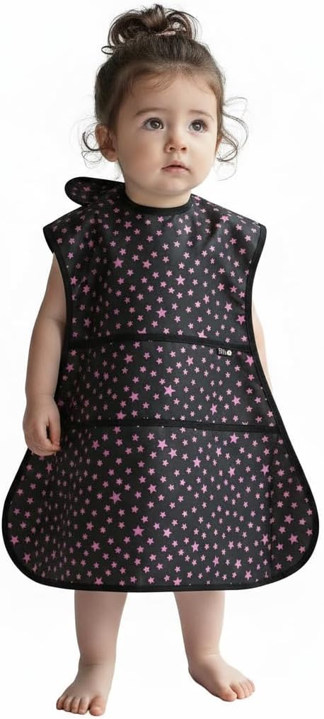 Plie Full Coverage Waterproof Feeding Bib for Toddlers – Extra Long Apron Bib for Mealtime, Self-Feeding, High Chairn