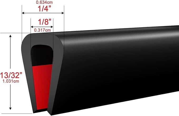Silicone Edge Trim Self-Adhesive U Channel Silicone Edge Trim Edge Protector for Sheet Metal (Black, Fit 1/8" - L 10')