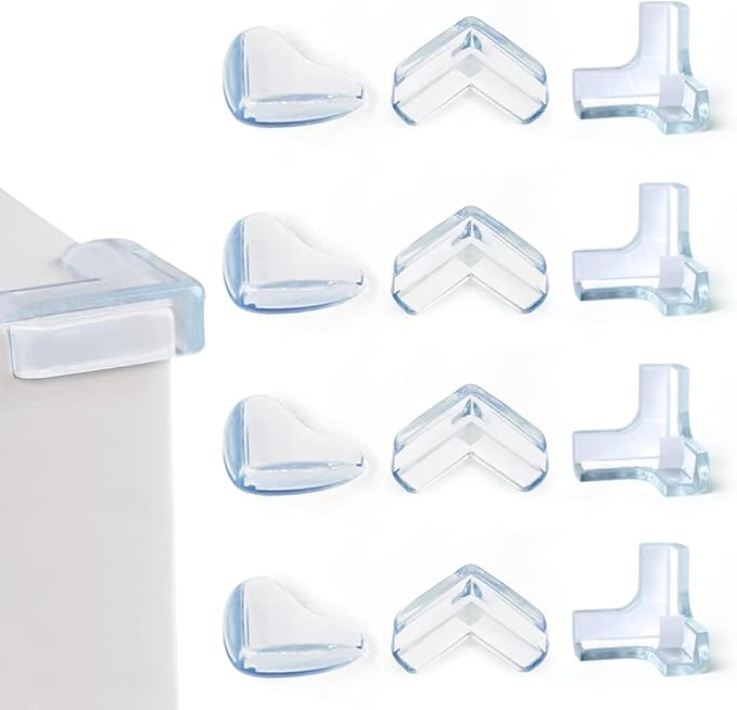 Corner Guards, 12 Pieces Corner Protectors for Furniture Against Sharp Corner Safety Table Guard Corner Protectors 3 Shapes Mixed Pack