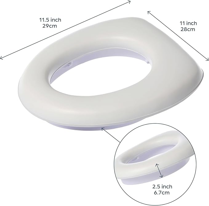 Dreambaby Soft Touch Potty Seat - Comfortable Padded Seat - With High Base Underneath for Secure Positioning - Fit Most Standard Toilets - White - Model L604