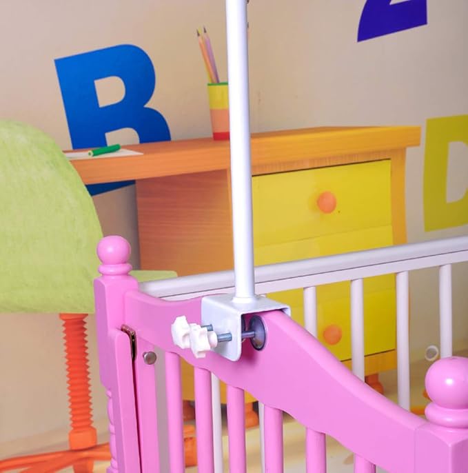 Crib Canopy Holder Universal Metal Adjustable Clip-On Stand Bracket for Crib Cot Bed Mosquito Net(White, Stand only)