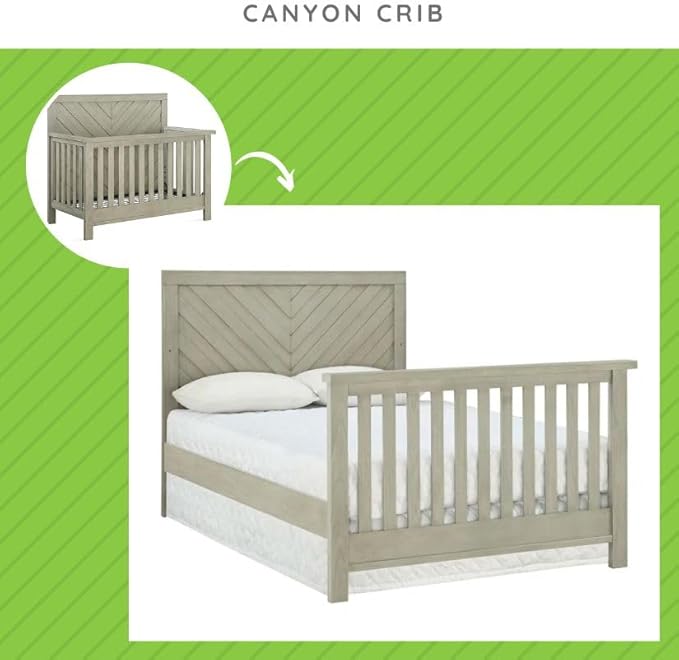 Full-Size Conversion Kit Bed Rails for Bertini Baby Convertible Cribs by Dorel - Solid Wood Rail - Toddler and Adult Bed Rail for Full-Size Beds - Essential Nursery & Baby Furniture (Mineral Grey)