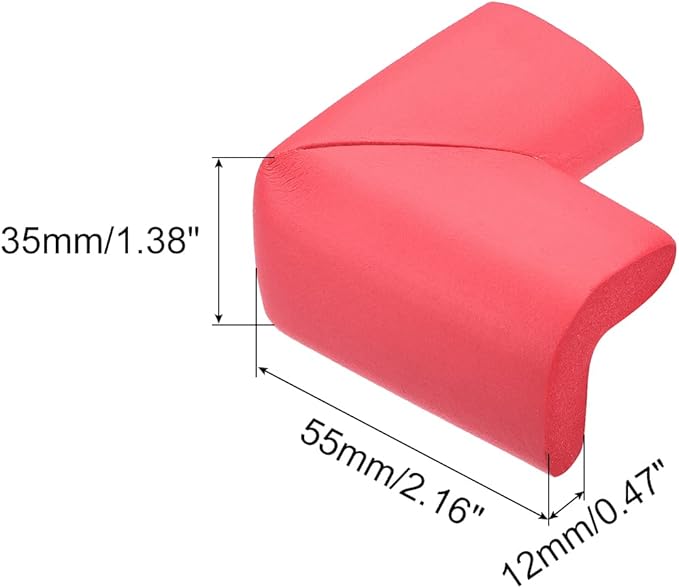 uxcell Corner Guards Edge Protectors, 4Pack Foam Safety Bumper L Shape, 55mm/2.16"(L) for Furniture Corner Table Edge Guard, Red