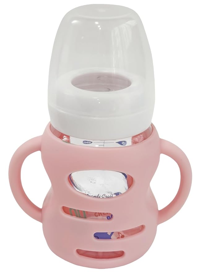3 Pack Silicone Sleeves Compatible with Dr Brown Wide-Neck Glass Baby Bottles 5 OZ, Anti Breakage Silicone Handles Compatible with Dr. Brown's Glass Bottles for Babies (Pink, 5 OZ)