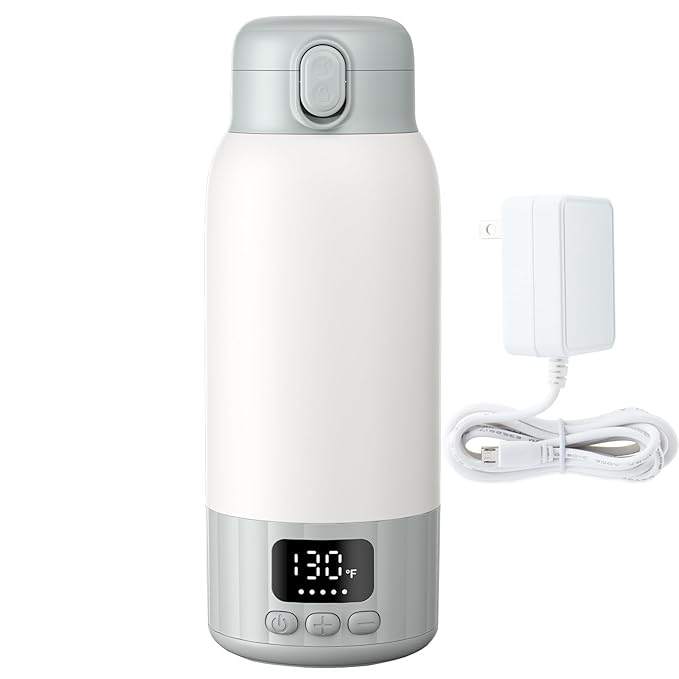 17oz Portable Bottle Warmer for Travel, Milk Warmer, Portable Water Warmer for Breastmilk & Formula, Bottle Warmer On The Go, Fast and Even Heating, Leakproof, with Adapter