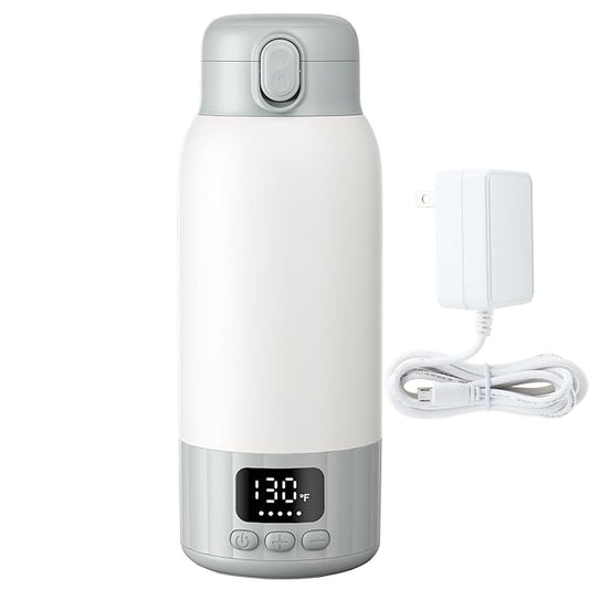 17oz Portable Bottle Warmer for Travel, Milk Warmer, Portable Water Warmer for Breastmilk & Formula, Bottle Warmer On The Go, Fast and Even Heating, Leakproof, with Adapter