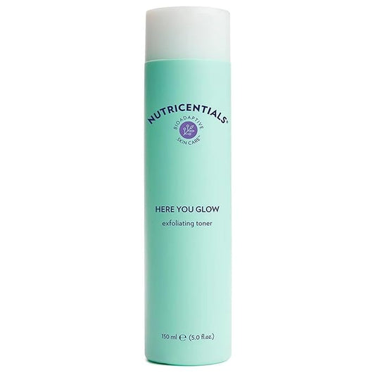 Nu Skin Here You Glow Face Exfoliator Toner | Toner for face with Water, Salicylic Acid, Glycolic Acid & Hydroxy Acid Blend | Unclog Pores, Prevent Acne, Smooth & Hydrate Your Skin | 150 ml | 1 Pack