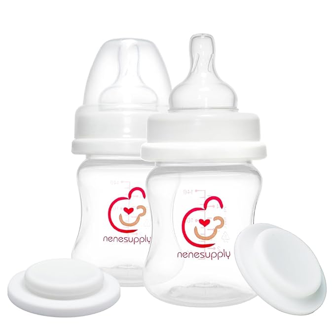 Nenesupply Feeding and Storage Bottles Collection for Spectra S1 S2 Motif Luna Breast Pumps 2 pc 4.7oz 140ml with Sealing Disc Anti Colic Feeding Breastmilk Storage Replace Spectra Bottles