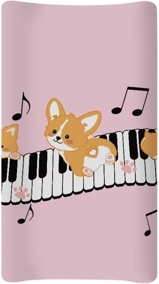 Dog Piano Baby Changing Pad Cover Soft Stretchy Changing Table Cover for Boys Girls Stain Resistant Breathable Nursery Pad Change Cover Easy Installation