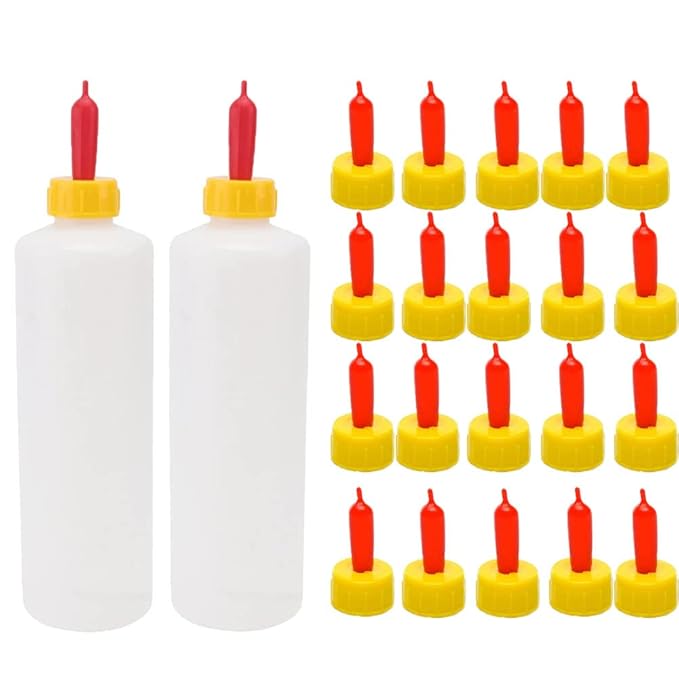 Goat Nipple and Bottles Set, 25 Pieces Small Animal Milk Drink Pritchard Nipple 2 Pieces 400 ml Lamb Feeding Bottle Kit for Feeding Sheep Goat Lamb Puppy (White 25)