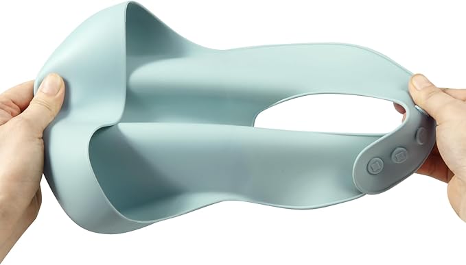 PandaEar 3-Pack Silicone Baby Bibs for Infants & Toddlers - Waterproof Soft Food Catcher Pocket - Easy Wipe & Dishwasher Safe - Adjustable Fit (Lake Green, Blue, Grey)