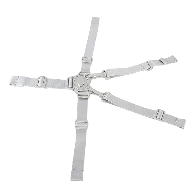 5 Point Baby Safety Strap Belt, Sturdy Easy to Use High Chair Straps Lightweight for Pushchair for Stroller(Gray Button 5-Point Strap)