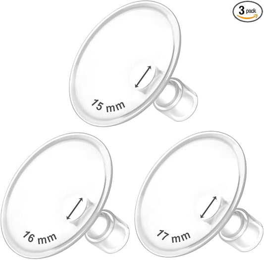 Maymom MyFit Flanges Crater Goldie Pack 15 16 17 mm Compatible with Medela Breast Pumps and Maymom Wide Base and Narrow Base Connectors