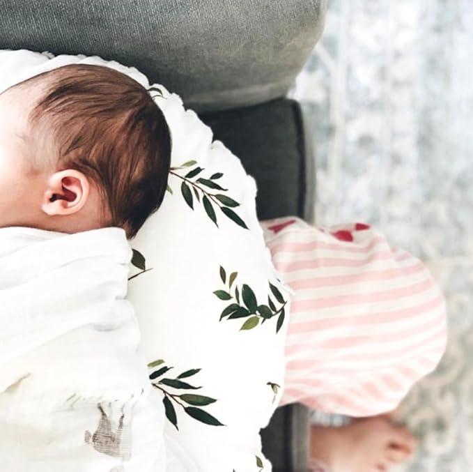 Little Jump Nursing Pillow Cover, Breastfeeding Pillow Slipcover for Baby Boys & Girls, Nursing Pillow Case for Newborn, Soft Fabric Fits Snug On Infant(Olive Leaf)