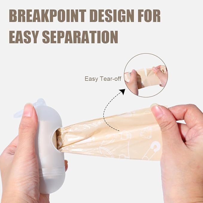 USBOO Diaper Bags Disposable for Baby, Biodegradeable Dirty Diaper Bags (8 Refill Rolls/120 Bags) with Dispenser, Leak Proof Diaper Trash Bags, Baby Poop Bags, Lavender Scent