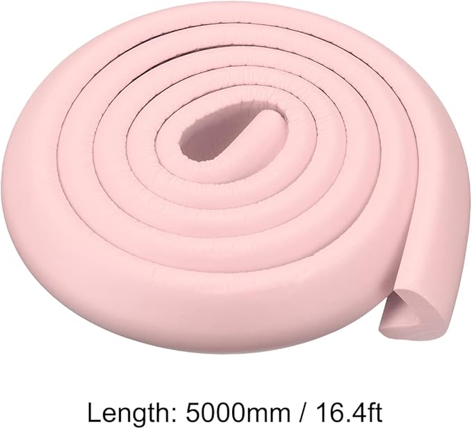 uxcell Corner Guards Edge Protectors 16.4ft(5M), Foam Safety Bumper L Shape for Furniture Corner Table Edge Guard, Pink