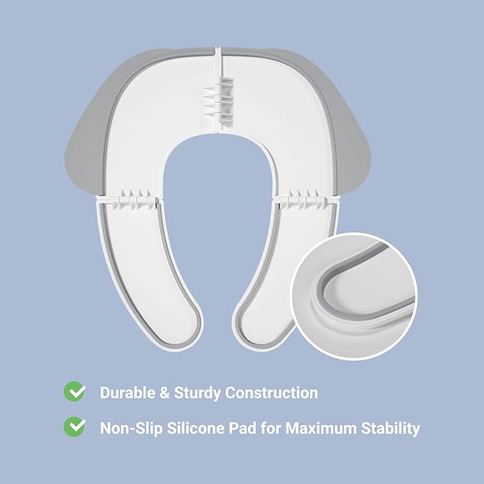 FOOYOO Foldable Toddler Toilet Seat | Portable Potty Training Seat for Travel & Home, Non-Slip, Fits Most Toilets, Easy to Clean, with Travel Bag (Gray)