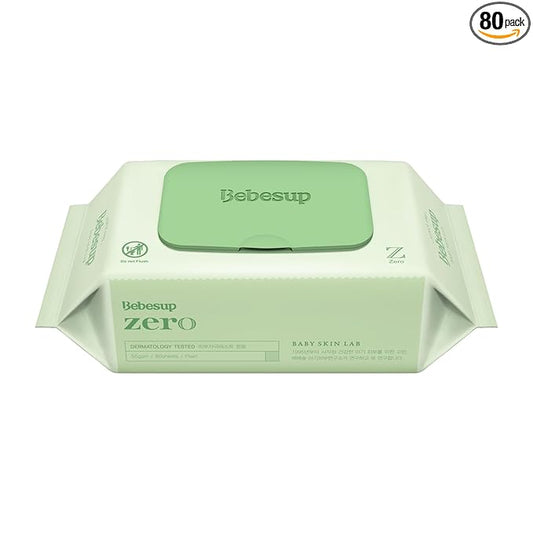 BEBESUP- Korea’s #1 Zero Harsh Chemicals Baby Wipes- Water Based Hypoallergenic Unscented Extra-Thick Organic baby wipes for sensitive skin Zero skin irritants Flip-Top (1 Pack)