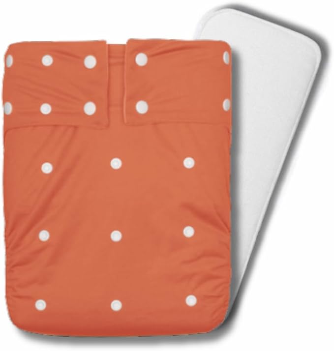 Kawaii Adult Reusable Cloth Diaper - Large Waterproof Incontinence Underwear with Super Absorbent Insert - Leak Proof Protection for Teen/Adult, Orange