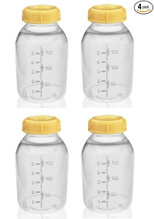Medela Breast Milk Storage Bottles 5oz (150ml) with Lids – 4 Pack, BPA Free – Compatible with Medela Breast Pumps, Dishwasher Safe