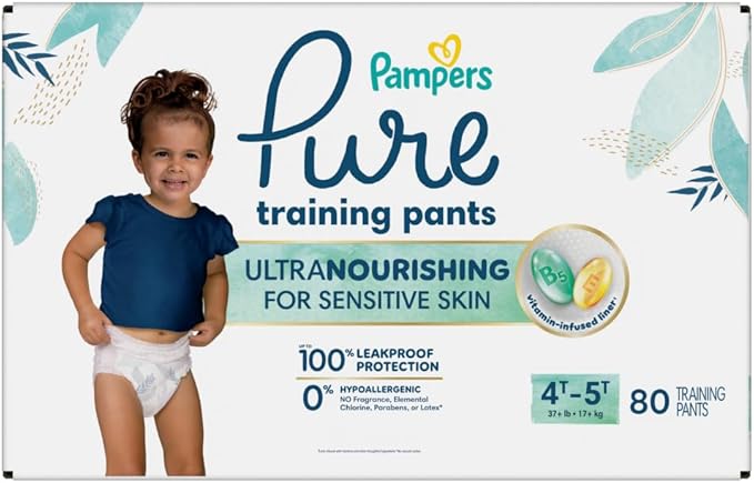 Pampers Pure Protection Training Underwear, Unisex, Size 4T5T, 80 Count, Premium, Hypoallergenic, Soft, Absorbent