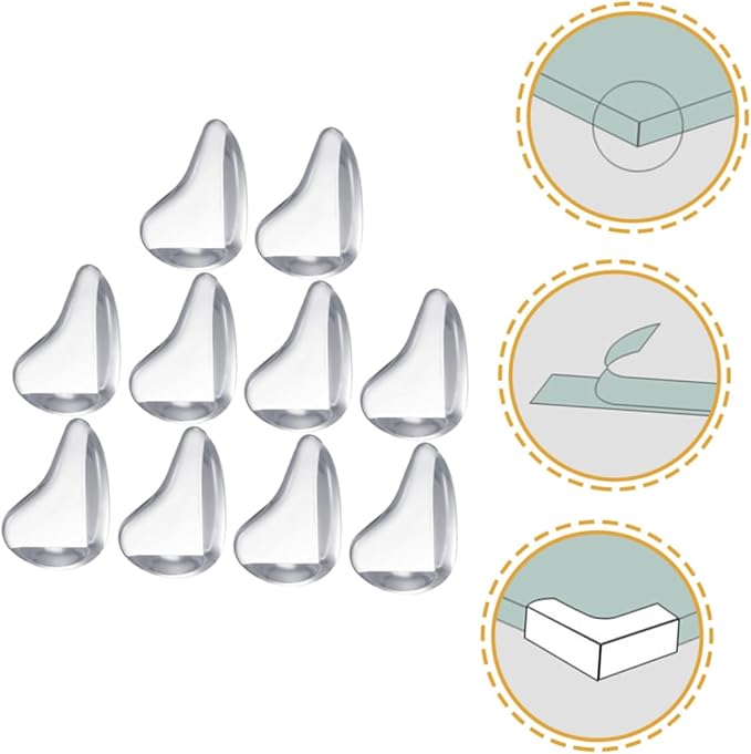 10Pcs Transparent Silicone Corner Protectors Baby Proof Furniture Edge Guards Self-Adhesive Safety Covers for Tables Cribs Desks 1.06In