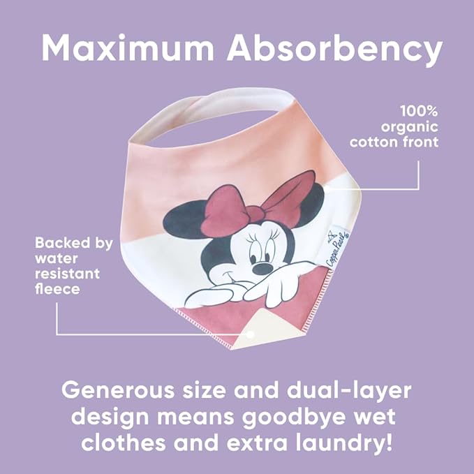 Copper Pearl - Disney Character Prints 4 Pack Baby Bibs Boy & Girl