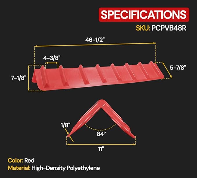 Mytee Products (10 Pack) 8"x8"x48" Red Flatbed Corner Protector - V Shaped Edge Guard for Tie-Down Winch & Ratchet Straps - Plastic Corner Protector for Flatbed Trailer Cargo Load
