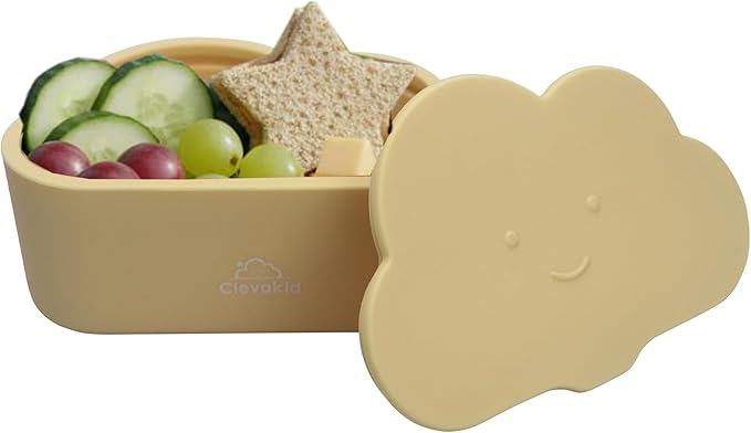 Silicone Snack & Fruits Container – Leakproof Durable and BPA-Free | for Daycare, Preschool, School, and Family Outings – Cloud design 150ML OZ (Beige latte)