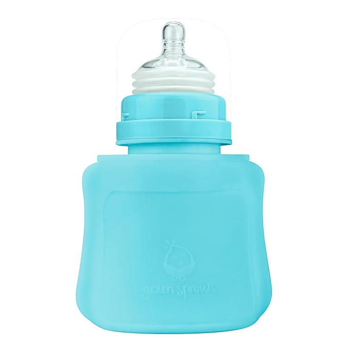 Green Sprouts Sprout Ware Baby Pocket Made from Silicone and Plants (5 oz.), Non-Toxic Silicone Plant-Based Plastic Baby Pocket Without BPA, BPS, BPF, Aqua