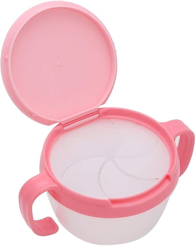 eecoo Snack Cup with Double Handle for Kids, Snack Catcher Lid Snack Container for Toddler and Baby,Portable Biscuits Candy Box (RED2)