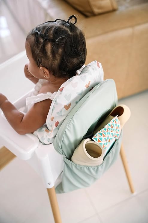 Nibble and Rest Highchair Handy Pocket Pouch, Compatible with IKEA Antilop Highchair,High Chair Accessories, Wipeable and Waterproof Material, One Large Pouch with an Internal Zip Pocket-(Light Grey)