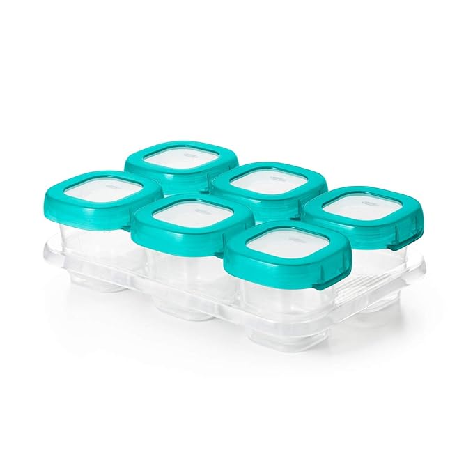 OXO Tot Baby Blocks Freezer Storage Containers Teal (2 Oz and 4 Oz)