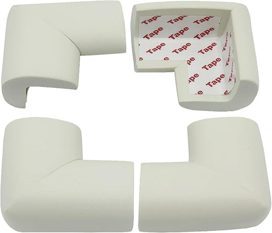 4 Pack Soft Foam Baby Proofing Corner Guards & Edge Protectors, Pre-Taped Table Corner Protector, Children Safety Furniture Desk Bumper, Cushion for Sharp Corners, L Type,White