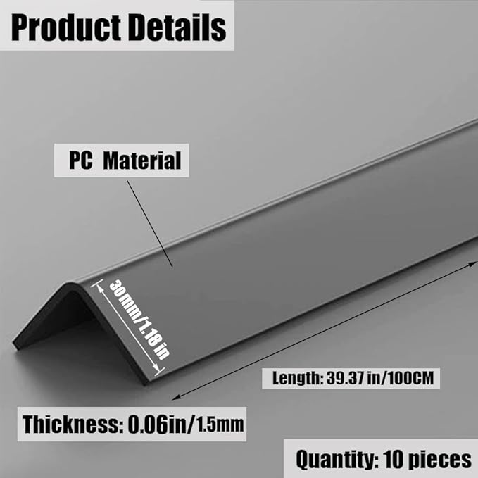 Black Self Adhesive Wall Corner Protector 10 Pcs PVC Corner Guards Edge Protector for Wall, Furniture Corner, Door Easy to Install for Baby