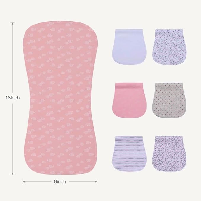 6 Pack Cotton Baby Burp Cloths Extra Absorbent Soft for Baby Boys and Girls