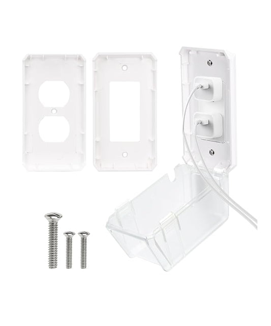 Bates- Baby Safety Outlet Cover Box, Transparent Door, Baby Proof Outlet Covers, Plug Covers for Electrical Outlets