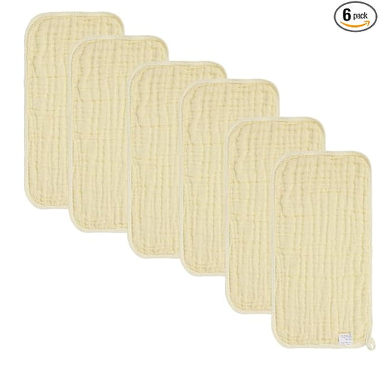 norinori Baby Burp Cloths Muslin Washcloths 6Pack - Muslin Burp Cloths Large 20''x10'' Extra Soft Absorbent Baby Burp Rags for Newborn 100% Cotton for Boys Girls Gift 6 Layers Machine Washable