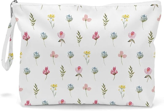 Fokongna Wet Bag, Wet Dry Bag, Makeup Bag, Toiletry Bag, Waterproof Large Capacity Travel Cosmetic Bag, Zipper Pouch for Women, Girls Mo Wife Sister Friends Baby Diaper Bag Bee Wildflower Sunflower