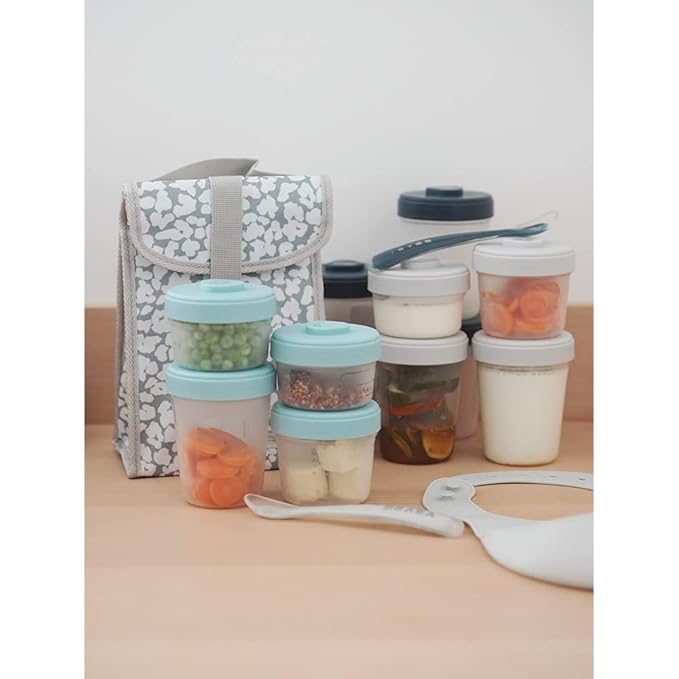 Askshy Béaba, Lot de 6 Portions Conservation Clip, Pots empilables et emboîtables, 100 Pour Cent hermétique, Graduation, Zone marquage, Congélation, Conservation Lait Maternel (6 x 250 ml)